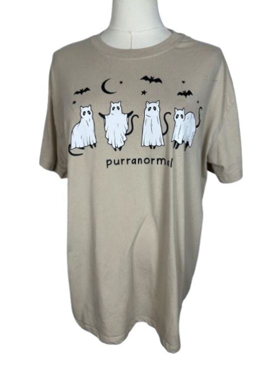 goodie two sleeves Tops - Purranormal Cat Graphic Tee - Cream Short Sleeve